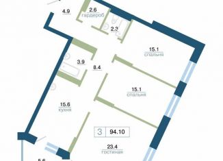 Трехкомнатная квартира на продажу, 94.1 м2, Красноярский край, улица Профсоюзов, 1