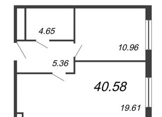 Продается 1-комнатная квартира, 40.6 м2, Санкт-Петербург, проспект Большевиков, уч3, муниципальный округ № 54