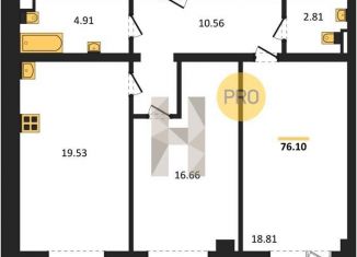 Продажа 2-ком. квартиры, 76.1 м2, Таганрог, Инструментальная улица, 23-2