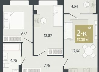 Продается 2-комнатная квартира, 55.3 м2, Свердловская область