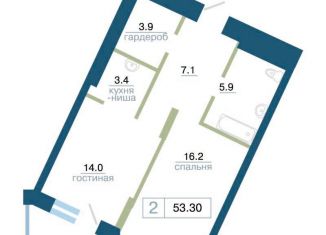 Продам 1-комнатную квартиру, 53.3 м2, Красноярск, Железнодорожный район, улица Профсоюзов, 2