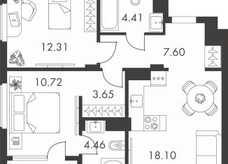 Продается двухкомнатная квартира, 64.2 м2, Тула, Зареченский территориальный округ, улица Карпова, 103А