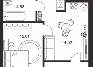 Продам 1-комнатную квартиру, 38.8 м2, Тульская область