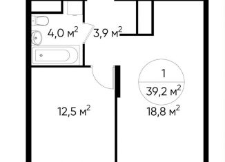 Продаю 1-комнатную квартиру, 39.2 м2, Москва