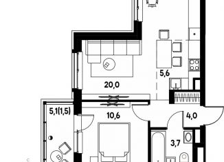 Продам 2-ком. квартиру, 47.3 м2, деревня Кондратово