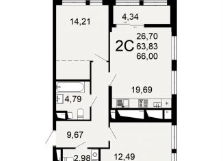 2-ком. квартира на продажу, 66 м2, Рязань, Льговская улица, 8