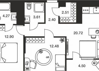 Продам 2-ком. квартиру, 63.4 м2, 