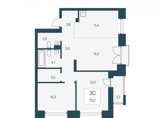 Продается 3-комнатная квартира, 70.1 м2, Новосибирск, улица Брестская Горка