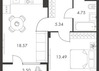 Однокомнатная квартира на продажу, 45.7 м2, Тула, Зареченский территориальный округ, улица Карпова, 103А