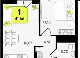 Продажа однокомнатной квартиры, 41.7 м2, Тюмень