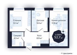 Двухкомнатная квартира на продажу, 52.7 м2, Тюмень, Центральный округ, Новгородская улица, 20