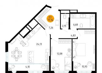 Продажа 2-ком. квартиры, 77.2 м2, Рязань