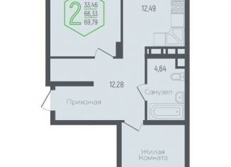 Продаю двухкомнатную квартиру, 66 м2, Краснодар, микрорайон Черемушки, Обрывная улица, 132/1