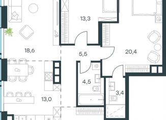 Продаю 2-комнатную квартиру, 85.1 м2, Москва, ЖК Левел Причальный, Причальный проезд, 10к2