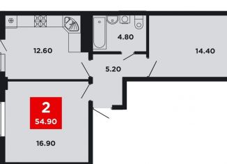 Продается 2-ком. квартира, 54.9 м2, Краснодар, Прикубанский округ, Конгрессная улица, лит22