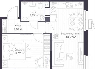 Продаю 1-комнатную квартиру, 40.9 м2, Сертолово