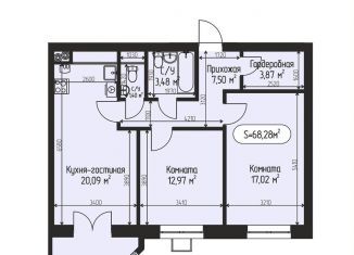 Продажа 2-комнатной квартиры, 68.3 м2, село Озерецкое