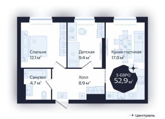 Продается двухкомнатная квартира, 52.9 м2, Тюмень, Центральный округ, Новгородская улица, 20