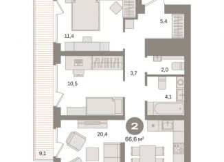 Продаю 2-комнатную квартиру, 66.6 м2, Москва, ЮВАО