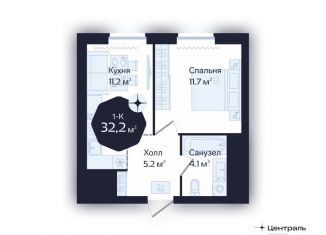 1-комнатная квартира на продажу, 32.2 м2, Тюмень, Центральный округ, Новгородская улица, 20