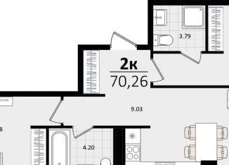 Продажа 2-ком. квартиры, 70.3 м2, Краснодар