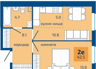 Продается 2-ком. квартира, 42.5 м2, Пермь, Целинная улица, 59к2