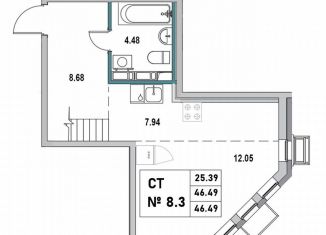 Продается квартира студия, 46.5 м2, Выборг, 1-я Южная улица, 8
