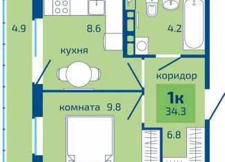 1-ком. квартира на продажу, 34.3 м2, Пермь