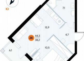 1-комнатная квартира на продажу, 43.6 м2, поселок городского типа Заозерное, улица Аллея Дружбы, 10А