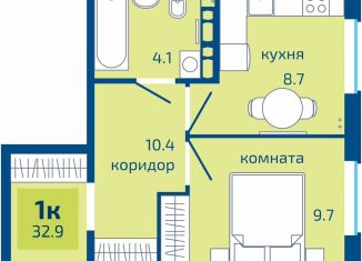 Продам 1-ком. квартиру, 32.9 м2, Пермь