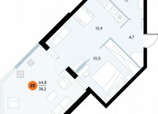 Продаю 1-ком. квартиру, 64.2 м2, поселок городского типа Заозерное, улица Аллея Дружбы, 10А
