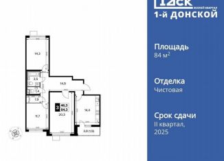 Продам 3-ком. квартиру, 84.3 м2, деревня Сапроново, ЖК 1-й Донской, 2