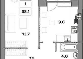 1-ком. квартира на продажу, 38.1 м2, Ярославль, улица Шевелюха, 128