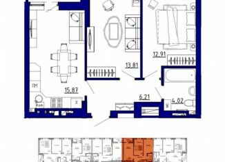 Продажа двухкомнатной квартиры, 54.4 м2, Аксай