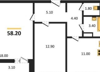 Продается 2-ком. квартира, 58.2 м2, Воронеж, Ленинградская улица, 17