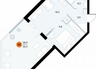 1-ком. квартира на продажу, 58.7 м2, поселок городского типа Заозерное, улица Аллея Дружбы, 10А