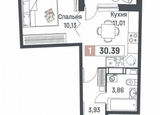 Продам 1-комнатную квартиру, 30.4 м2, Мурино, ЖК Авиатор