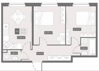 Продается 2-комнатная квартира, 50 м2, Санкт-Петербург
