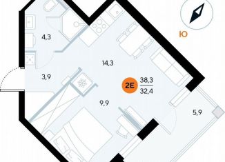Продаю однокомнатную квартиру, 38 м2, поселок городского типа Заозерное, улица Аллея Дружбы, 10А