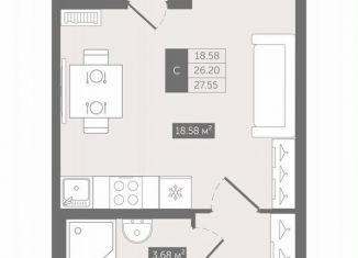 Продажа квартиры студии, 27.6 м2, деревня Новое Девяткино