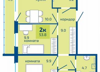Продается 2-ком. квартира, 53.8 м2, Пермь