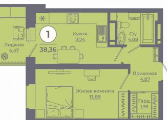 Продажа 1-комнатной квартиры, 38.4 м2, Ростов-на-Дону