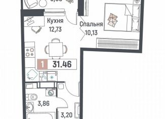 Продается 1-комнатная квартира, 31.5 м2, Мурино, ЖК Авиатор