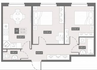 Продается 2-ком. квартира, 50 м2, Санкт-Петербург