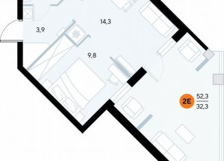 Продаю однокомнатную квартиру, 52.1 м2, поселок городского типа Заозерное, улица Аллея Дружбы, 10А