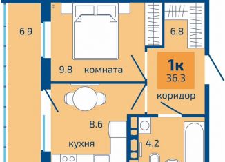 Продажа 1-ком. квартиры, 36.3 м2, Пермь