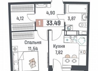 Продажа 1-ком. квартиры, 33.5 м2, Мурино, ЖК Авиатор