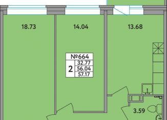 Продажа 2-комнатной квартиры, 56 м2, деревня Новое Девяткино, Главная улица, 2