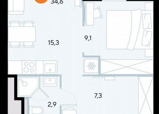 Продаю однокомнатную квартиру, 44.3 м2, поселок городского типа Заозерное, улица Аллея Дружбы, 10А