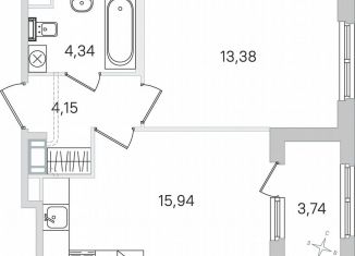 1-ком. квартира на продажу, 39.7 м2, Пушкин
